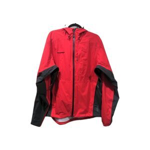 Mammut Mens Dry Tech Full Zip Hooded Rain Wind Jacket Size XL Red Lightweight